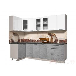 Кухня Интерлиния Мила Пластик 1,2x2,6, мрамор / белый