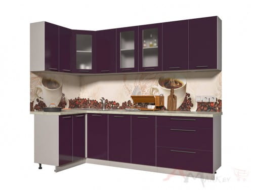 Угловая кухня Интерлиния Мила Пластик 1,2x2,6 в цвете слива