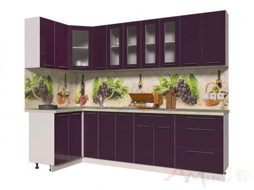 Угловая кухня Интерлиния Мила Пластик 1,2x2,7 в цвете слива