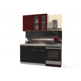 Кухня Интерлиния Мила Пластик 1,2 Б, черный / бордовый