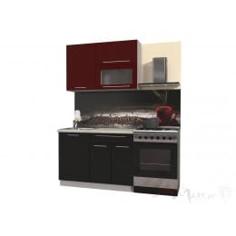 Кухня Интерлиния Мила Пластик 1,2 В, черный / бордовый