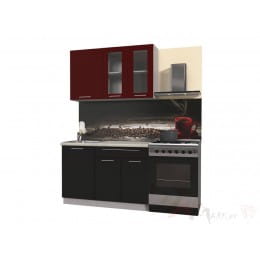 Кухня Интерлиния Мила Пластик 1,3 Б, черный / бордовый