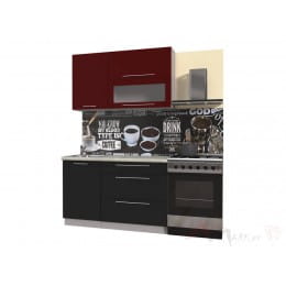 Кухня Интерлиния Мила Пластик 1,3 В, черный / бордовый