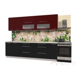 Кухня Интерлиния Мила Пластик 2,7 В, черный / бордовый