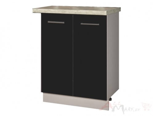 Шкаф под мойку Интерлиния НШ60мс-2дв модуль кухни Мила Пластик в цвете черный