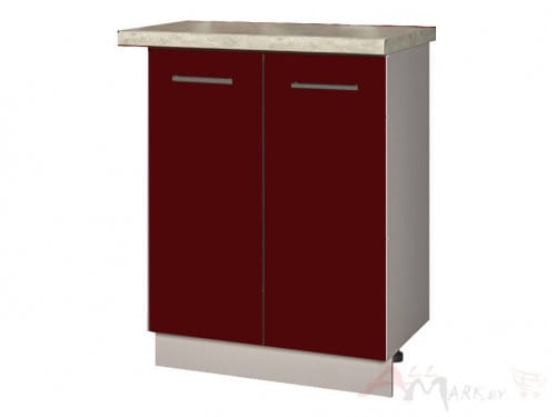 Шкаф под мойку Интерлиния НШ60мс-2дв модуль кухни Мила Пластик в цвете бордовый