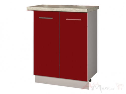 Шкаф под мойку Интерлиния НШ60мс-2дв модуль кухни Мила Пластик в цвете красный