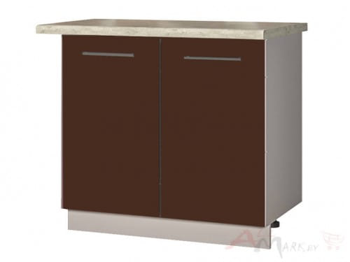 Шкаф под мойку Интерлиния НШ80мс-2дв модуль кухни Мила Пластик в цвете шоколад