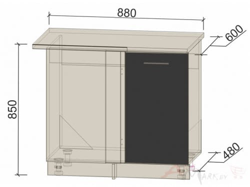 Шкаф под мойку Интерлиния НШ88-М.П. модуль кухни Мила Пластик в цвете антрацит