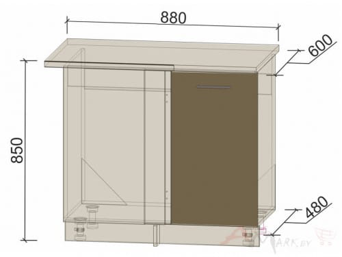 Шкаф под мойку Интерлиния НШ88-М.П. модуль кухни Мила Пластик в цвете капучино