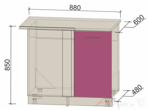 Шкаф под мойку Интерлиния НШ88-М.П. модуль кухни Мила Пластик в цвете гортензия