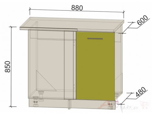 Шкаф под мойку Интерлиния НШ88-М.П. модуль кухни Мила Пластик в цвете олива