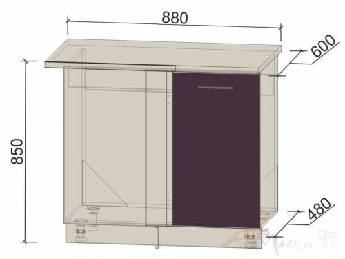 Шкаф под мойку Интерлиния НШ88-М.П. модуль кухни Мила Пластик в цвете слива