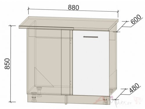 Шкаф под мойку Интерлиния НШ88-М.П. модуль кухни Мила Пластик в цвете белый