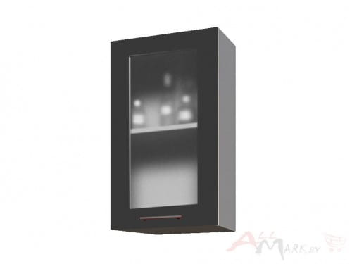 Шкаф навесной Интерлиния ВШ40ст-720-1дв модуль кухни Мила Пластик в цвете антрацит