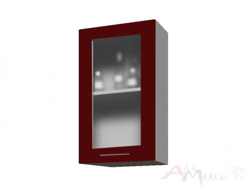 Шкаф навесной Интерлиния ВШ40ст-720-1дв модуль кухни Мила Пластик в цвете бордовый