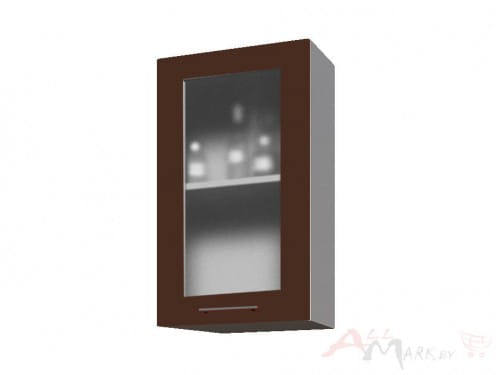 Шкаф навесной Интерлиния ВШ40ст-720-1дв модуль кухни Мила Пластик в цвете шоколад