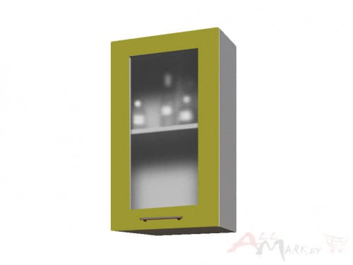Шкаф навесной Интерлиния ВШ40ст-720-1дв модуль кухни Мила Пластик в цвете олива