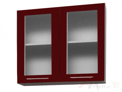 Шкаф под посуду Интерлиния ВШС80ст-720-2дв модуль кухни Мила Пластик в цвете бордовый