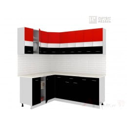 Кухня Кортекс-мебель Корнелия Экстра 1,5 х 2,1, красный / черный