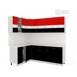 Кухня Кортекс-мебель Корнелия Экстра 1,5 х 2,2, красный / черный