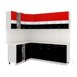 Кухня Кортекс-мебель Корнелия Экстра 1,5 х 2,3, красный / черный