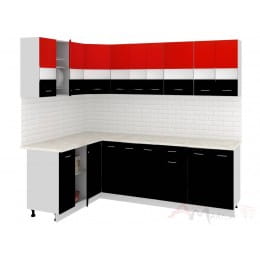 Кухня Кортекс-мебель Корнелия Экстра 1,5 х 2,4, красный / черный