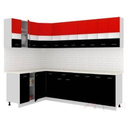 Кухня Кортекс-мебель Корнелия Экстра 1,5 х 2,7, красный / черный