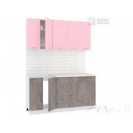 Кухня Кортекс-мебель Корнелия Лира 1,6, розовый / оникс