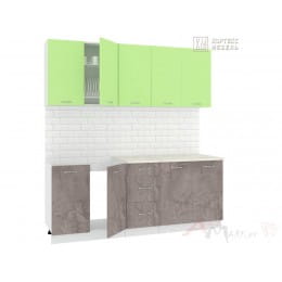 Кухня Кортекс-мебель Корнелия Лира 2, зеленый / оникс