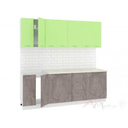 Кухня Кортекс-мебель Корнелия Лира 2,2, зеленый / оникс