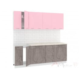 Кухня Кортекс-мебель Корнелия Лира 2,2, розовый / оникс