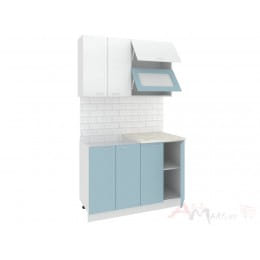 Кухня Кортекс-мебель Корнелия Мара 1,2, белый / голубой