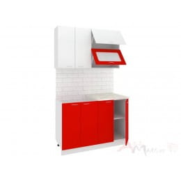 Кухня Кортекс-мебель Корнелия Мара 1,2, белый / красный