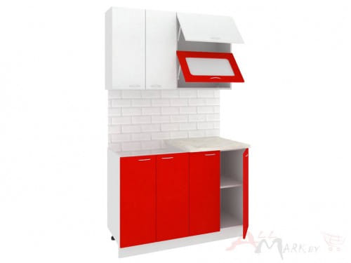 Кухня Корнелия МАРА 1,2, Белый / Красный, Кортекс-мебель