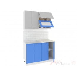 Кухня Кортекс-мебель Корнелия Мара 1,2, серый / синий