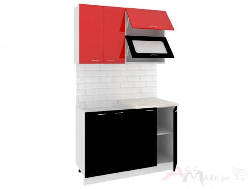 Кухня Корнелия МАРА 1,2, Красный / Чёрный, Кортекс-мебель