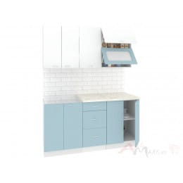 Кухня Кортекс-мебель Корнелия Мара 1,6, белый / голубой