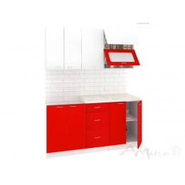 Кухня Кортекс-мебель Корнелия Мара 1,6, белый / красный