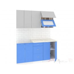 Кухня Кортекс-мебель Корнелия Мара 1,6, серый / синий