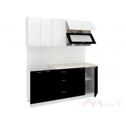Кухня Кортекс-мебель Корнелия Мара 1,8, белый / черный