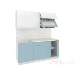 Кухня Кортекс-мебель Корнелия Мара 1,8, белый / голубой