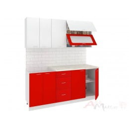 Кухня Кортекс-мебель Корнелия Мара 1,8, белый / красный