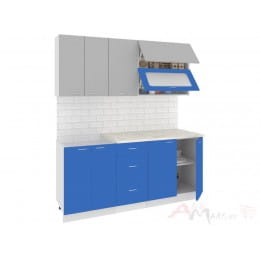 Кухня Кортекс-мебель Корнелия Мара 1,8, серый / синий