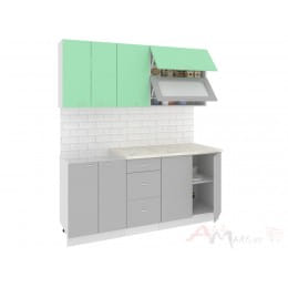 Кухня Кортекс-мебель Корнелия Мара 1,8, салатовый / серый