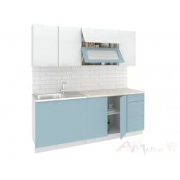 Кухня Кортекс-мебель Корнелия Мара 2, белый / голубой