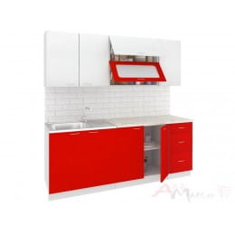 Кухня Кортекс-мебель Корнелия Мара 2, белый / красный