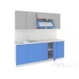 Кухня Кортекс-мебель Корнелия Мара 2, серый / синий