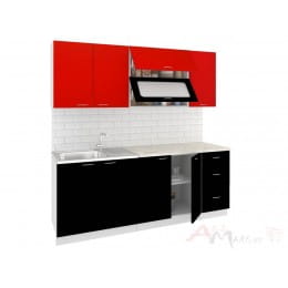 Кухня Кортекс-мебель Корнелия Мара 2, красный / черный