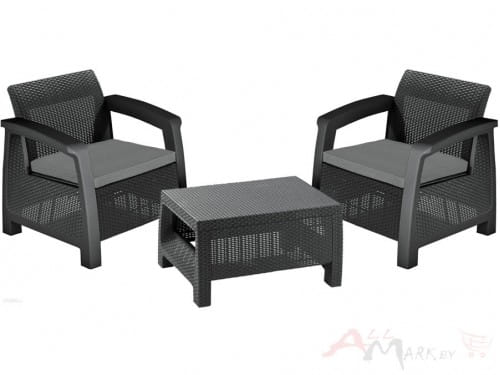 Комплект мебели Allibert Bahamas Weekend Set (2 кресла+столик) графит